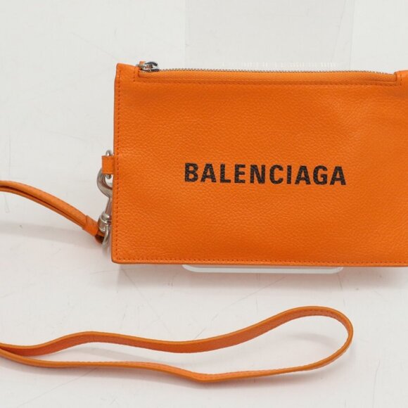 Balenciaga Lanyard Zip Pouch Wallet - Orange - Picture 1 of 15